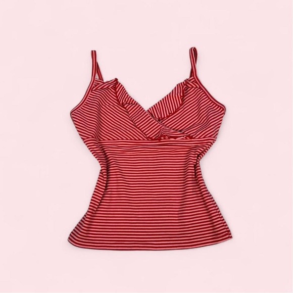 Tops - Vintage y2k Energie red & white striped babydoll tank top